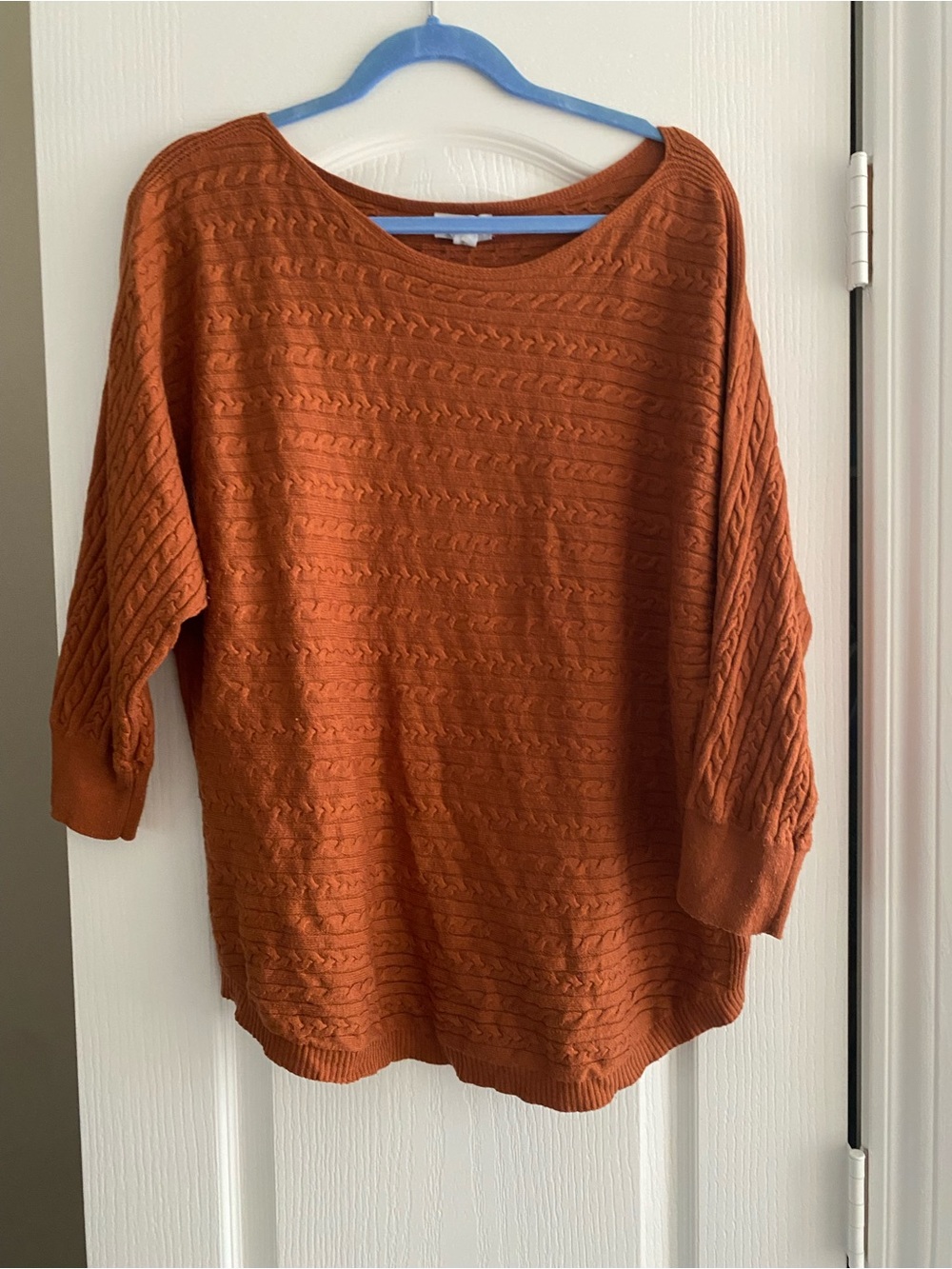 Market & Spruce Burnt Orange Cable-Textured Scoop Neck Sweater